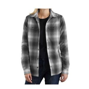 Carhartt Hubbard Sherpa Lined Durable Utility Plaid Gray Jacket Size Medium
